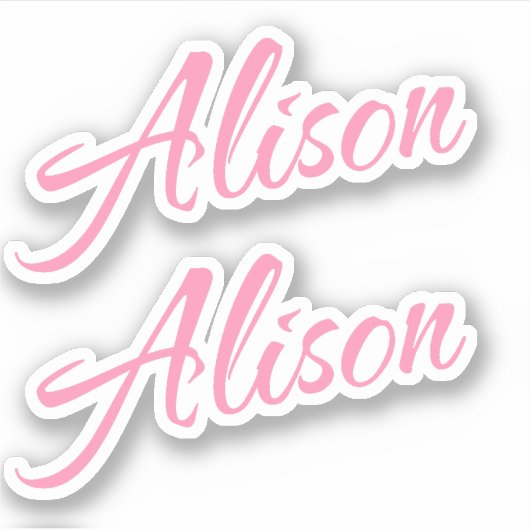 Alison Decoratieve Naam in Roze x2 Sticker (Voorkant)