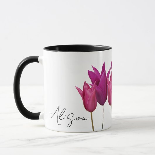Alison naam roze tulp bloemen Mok (Links)