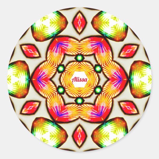 ALISSA ~ Bright Shell Pattern ~ Gepersonaliseerd Ronde Sticker (Voorkant)
