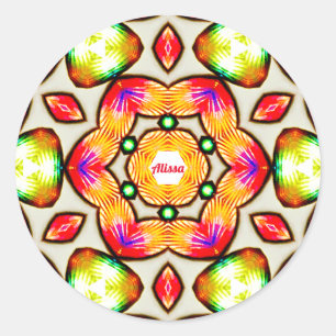 ALISSA ~ Bright Shell Pattern ~ Gepersonaliseerd Ronde Sticker