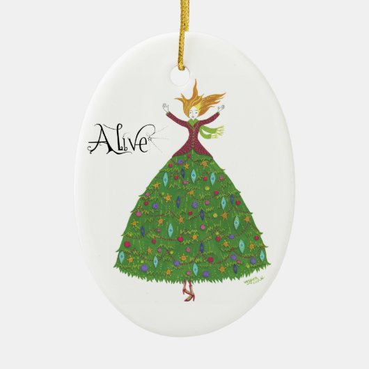 "Alive" boomrokken Keramisch Ornament (Voorkant)