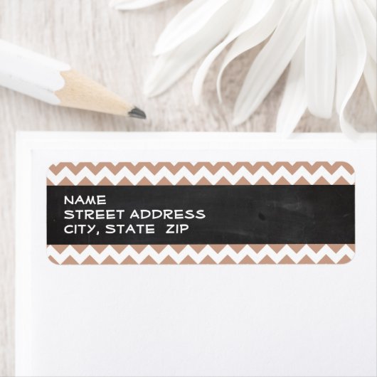alkboard er uitzien; bruin Chevron Pattern Etiket (Insitu)
