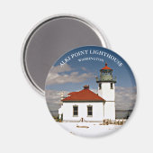 Alki Point Lighthouse, Washington Round Magnet (Recto/Verso)