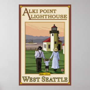 Alki Point Lighthouse - West Seattle, WA-Poster Poster