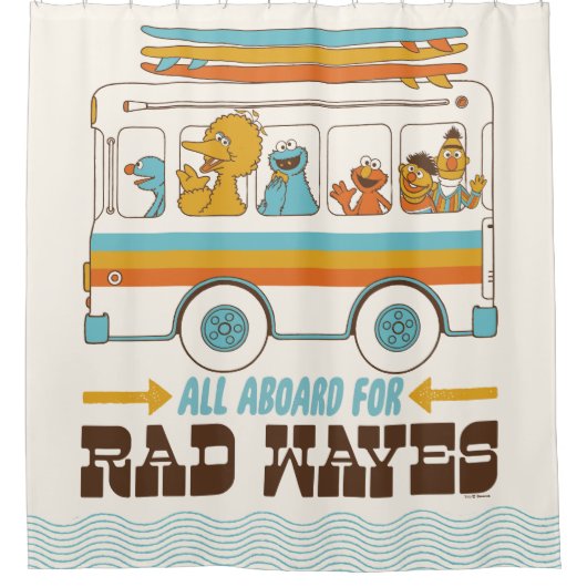 All Aboard for Rad Waves Douchegordijn (Voorkant)