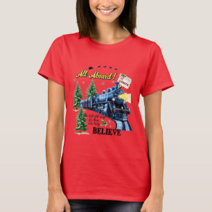 All Aboard Kersttrein – Geloof Vakantie Stoom T-shirt