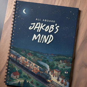 All Aboard Nacht Trein Gepersonaliseerde Gedachte Notitieboek