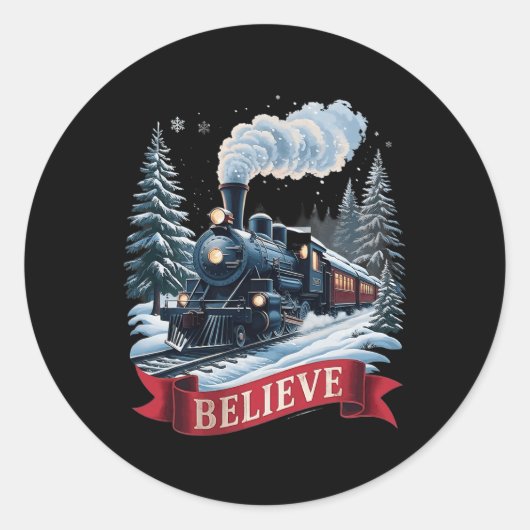 All Aboard Polar Express Christmas North Pole Xmas Ronde Sticker (Voorkant)