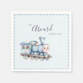 All Aboard the Baby Train Blue Boy Baby Shower Servet (Voorkant)
