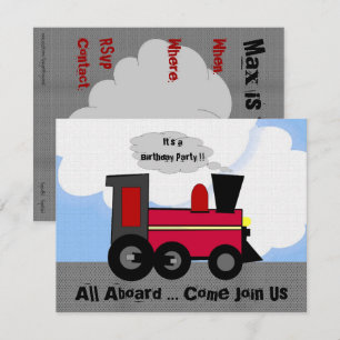 All Aboard Train Party Kaart