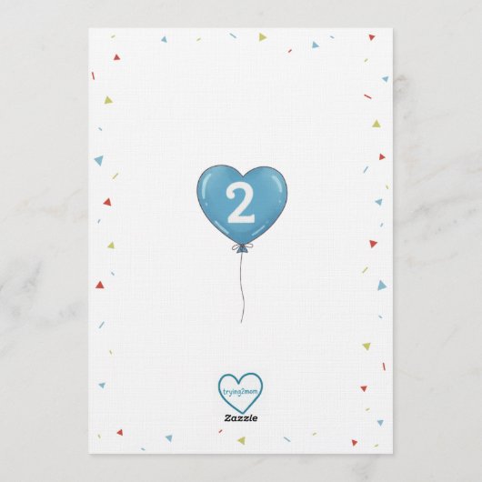 All Aboard Two Two Train 2nd Birthday Kaart (Achterkant)