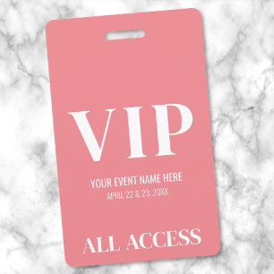 All Access Meiden Roze Eenvoudig VIP Evenement Badge