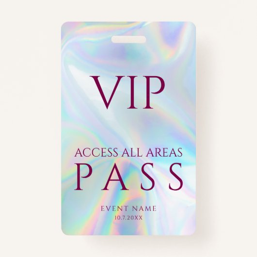 All Access Pass Holographic VIP Festival Custom Badge (Achterkant)
