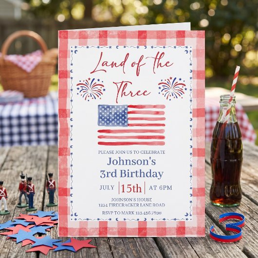 All American 3rd Birthday Invitation