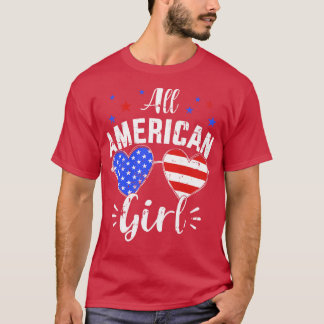 All american 4 juli meisje met zonnebril en t-shirt