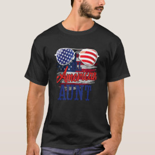All American Aunt Zonnebril Amerikaanse Vlag 4 jul T-shirt