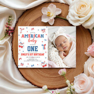 All American Baby Foto uitnodiging 1e verjaardag