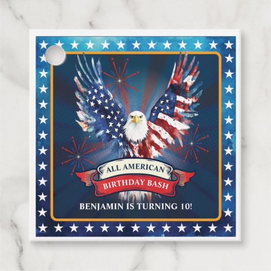 All American Birthday Party Bedankjes Labels (Voorkant)