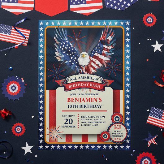 All American Birthday Party Kaart