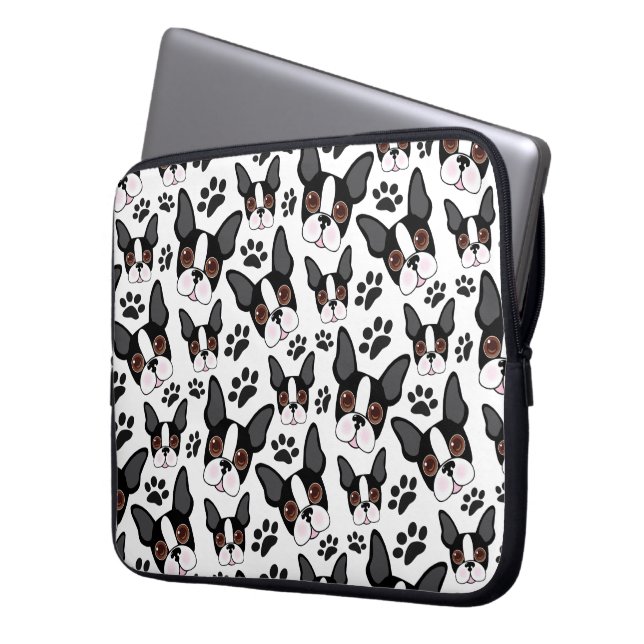 All American Boston Terrier Pet Puppy Dog Laptop Sleeve (Voorkant Links)