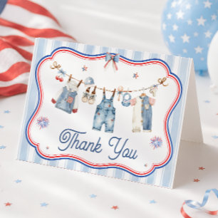 All American Boy Baby Shower Bedankkaart