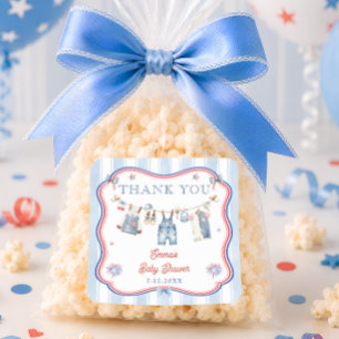 All American Boy Baby Shower Bedankt Vierkante Sticker
