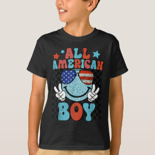 All American Boy Lachend Gezicht Patriottisch Amer T-shirt