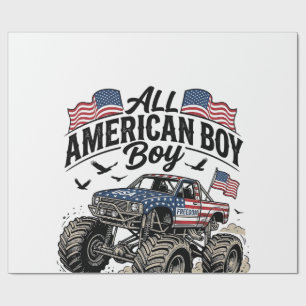All American Boy Patriottische Monstertruck T-shir Cadeaupapier