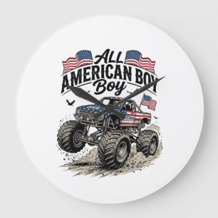 All American Boy Patriottische Monstertruck T-shir Grote Klok