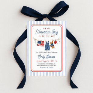 All American Boy Patriottische Waslijn Baby Shower Kaart