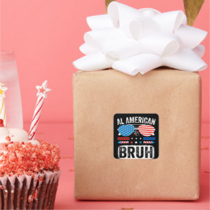 All American Bruh Grappige Patriottische Meme Stic Vierkante Sticker