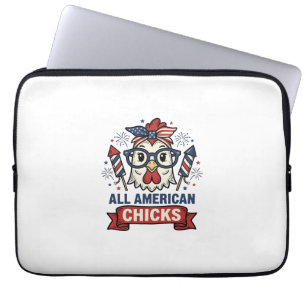 All American Chicks Patriottische Kip Vector Ontwe Laptop Sleeve