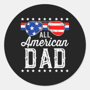 All American Dad 4 juli Vaderdag Zonnebril Ronde Sticker