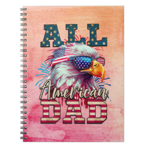 All American Dad 4th van juli Bald Eagle USA Vlag Notitieboek