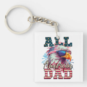 All American Dad 4th van juli Bald Eagle USA Vlag Sleutelhanger