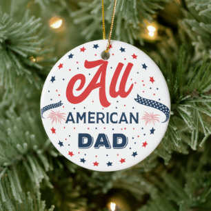 All American Dad Badge Sieraad Keramisch Ornament