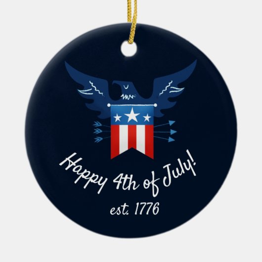 All American Eagle & Flag Patriottisch Keramisch Ornament (Voorkant)