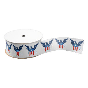 All American Eagle & Flag Patriottische Grosgrain Lint