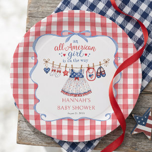 All American Girl Baby Shower Papieren Bordje
