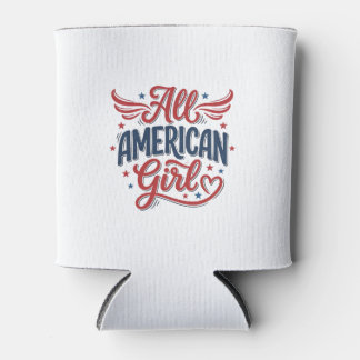 All American Girl Patriottisch Vintage Vector Desi Blikjeskoeler