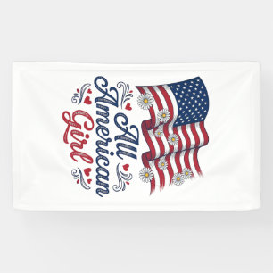 All American Girl Patriottische Madeliefjes Vlag S Spandoek