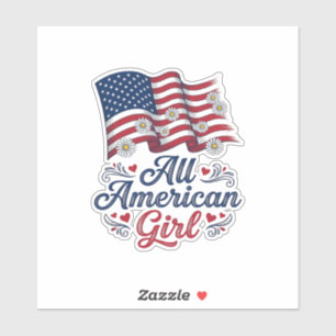 All American Girl Patriottische Madeliefjes Vlag S Sticker