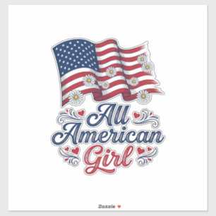 All American Girl Patriottische Madeliefjes Vlag S Sticker