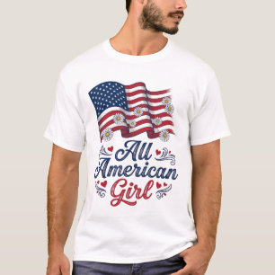 All American Girl Patriottische Madeliefjes Vlag S T-shirt