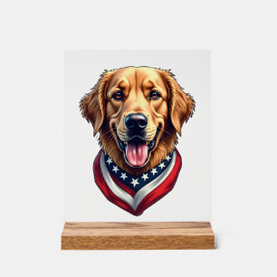 All American Goud Retriever Vintage T-shirt 4 Acryl Bord