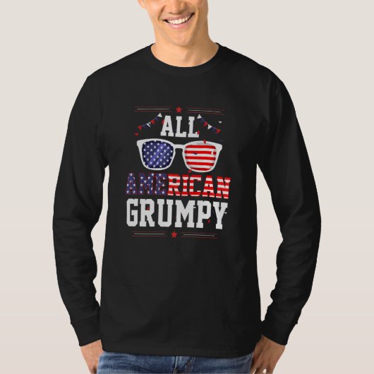 All American Grumpy 4th of July US Flag Sunglasses T-shirt (Voorkant)