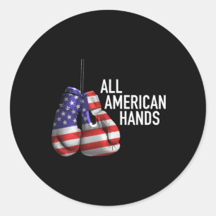 All American Hands Bokshandschoenen – Patriottisch Ronde Sticker
