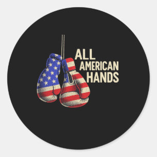 All American Hands Bokshandschoenen – Patriottisch Ronde Sticker