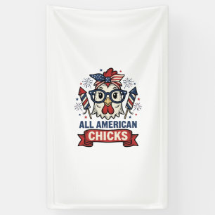 All American Kuikens Patriottische Kip Vector Ontw Spandoek