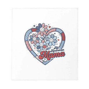 All American Mama Patriottisch Bloem Shirt Ontwerp Notitieblok